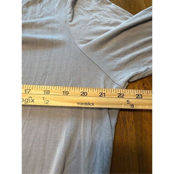 LOGO V-Neck Button Tunic Cardigan Womens 1X Blue With Chiffon Ruffled Hem Top - Picture 5 of 6